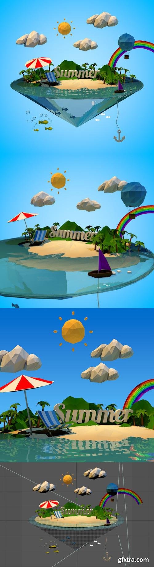 3DOcean - Abstract summer vacation with Low-poly style