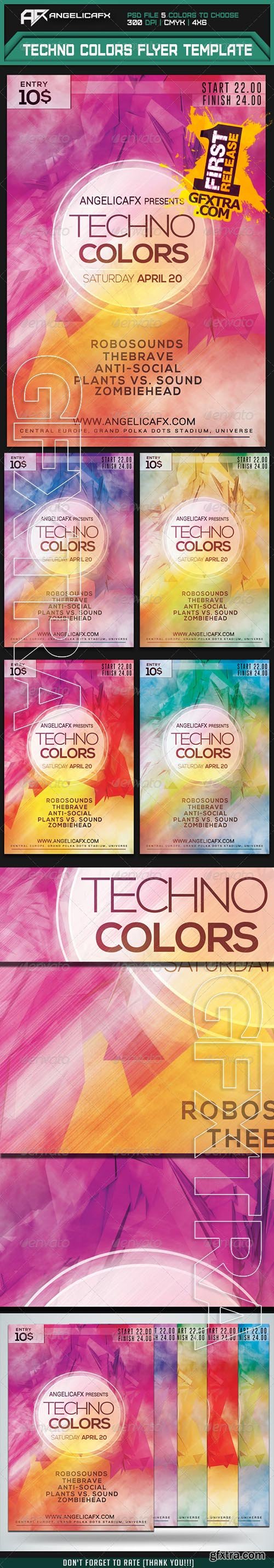 Techno Colors Flyer Template - GraphicRiver 7415558