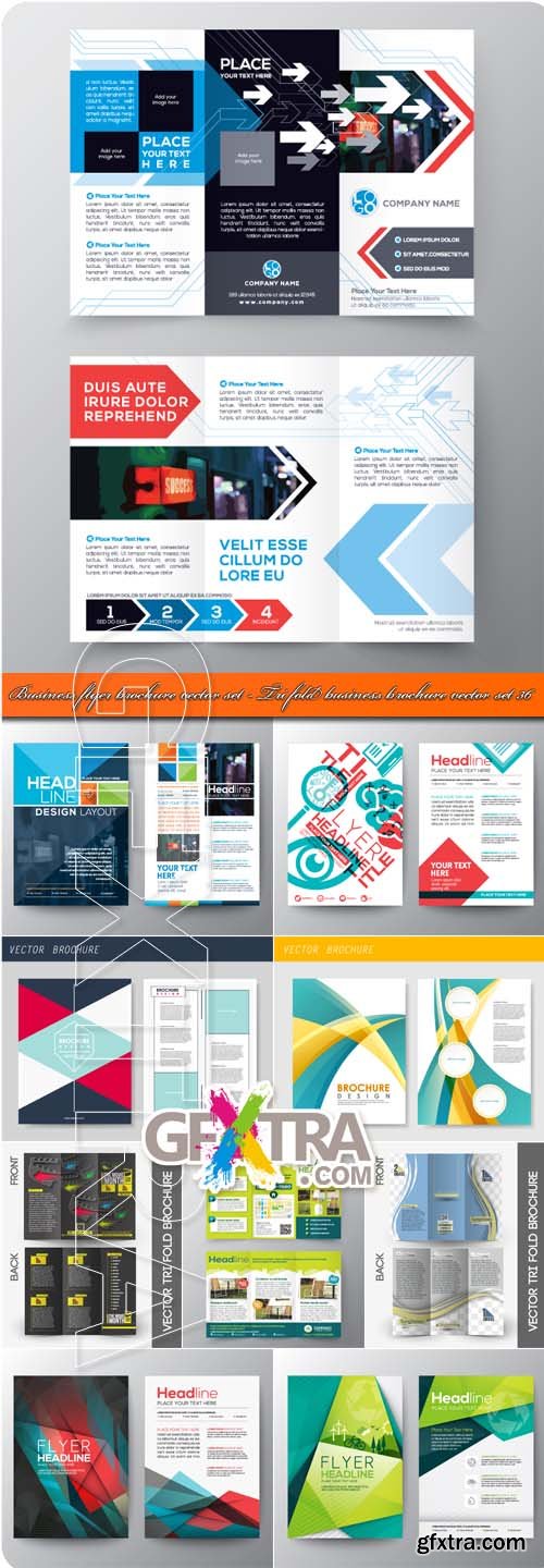 Business flyer brochure vector set - Tri fold business brochure vector set 36