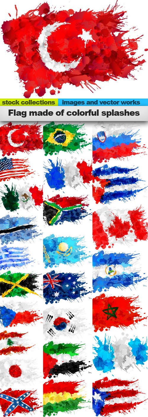 Flag made of colorful splashes,25 x EPS