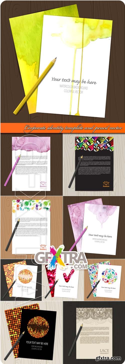 Corporate identity template and pencil vector