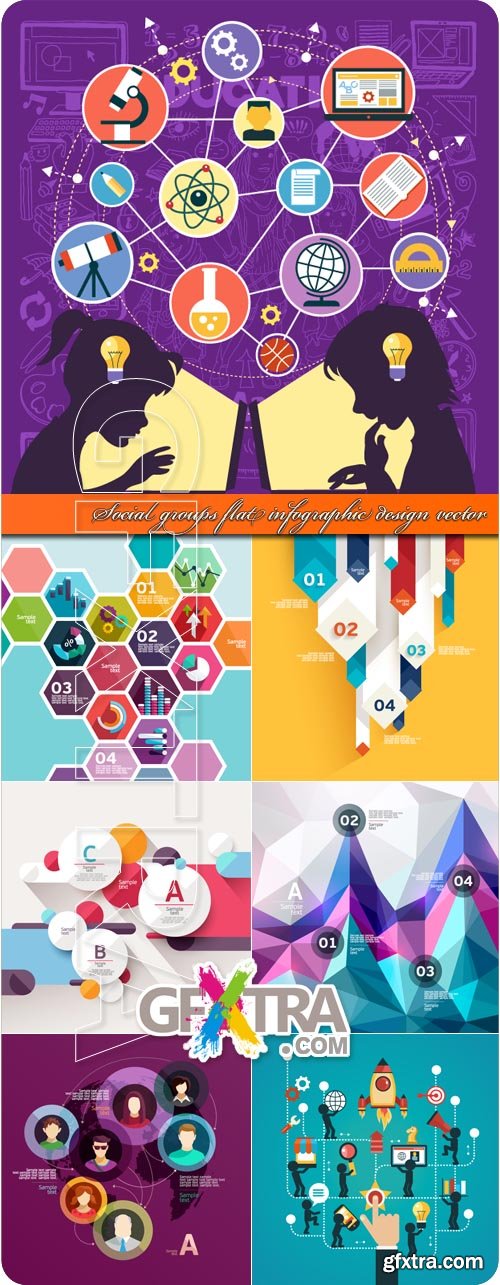 Social groups flat infographic design vector