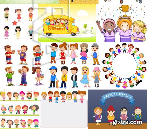 Stock Vectors - Happy kids 7, 25xEPS