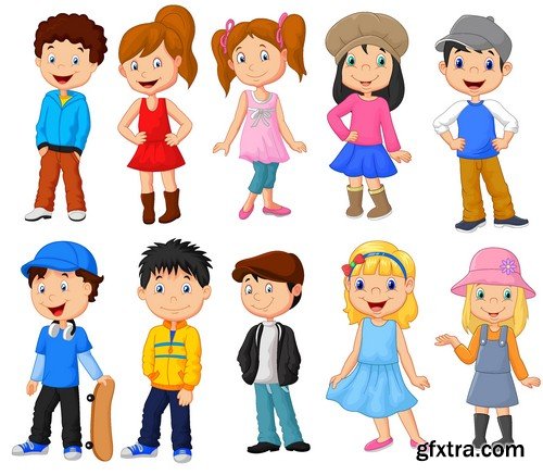 Stock Vectors - Happy kids 7, 25xEPS