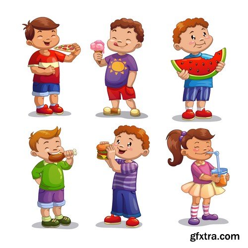 Stock Vectors - Happy kids 7, 25xEPS