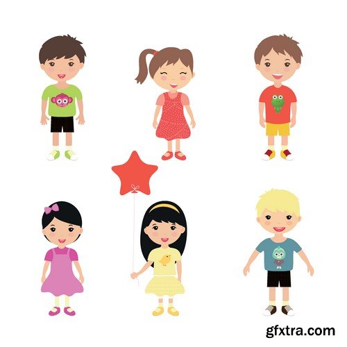 Stock Vectors - Happy kids 7, 25xEPS