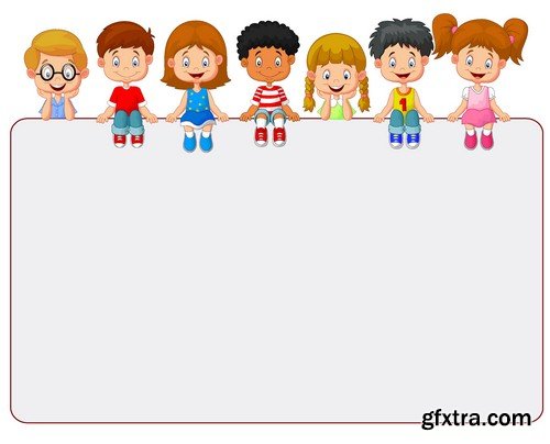 Stock Vectors - Happy kids 7, 25xEPS