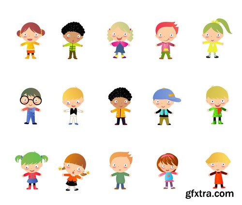 Stock Vectors - Happy kids 7, 25xEPS