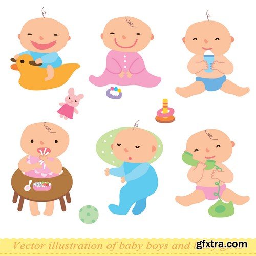 Stock Vectors - Happy kids 7, 25xEPS