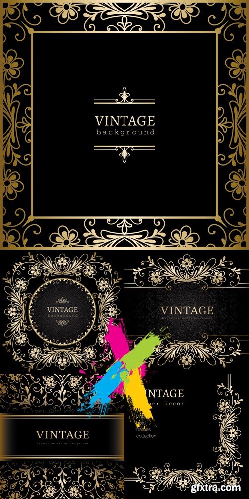 Vintage Golden Black Backgrounds Vector