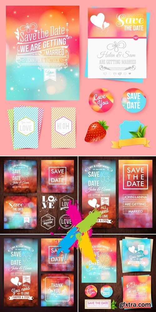 Abstract Color Wedding Templates Vector