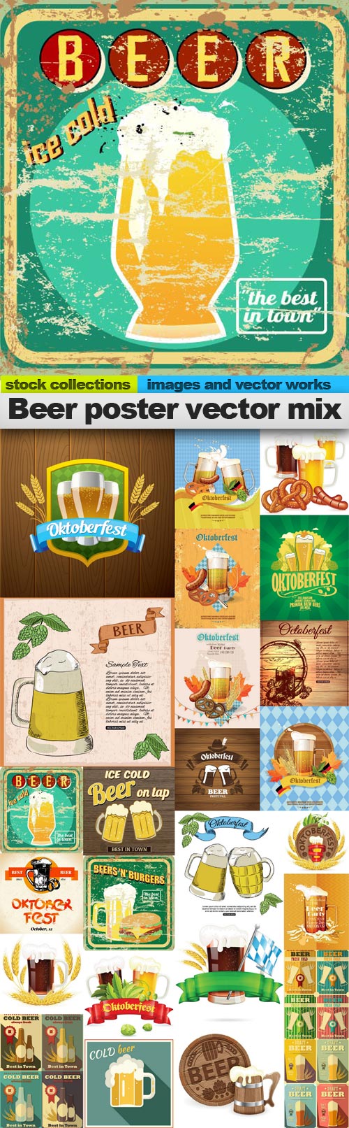 Beer poster vector mix,25 x EPS