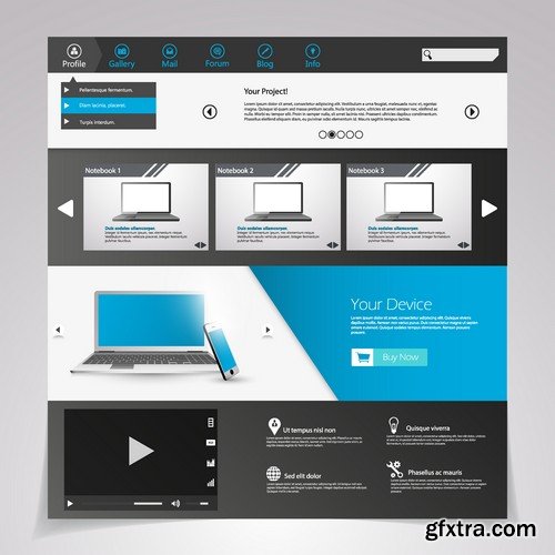 Stock Vectors - Website template 16, 25xEPS