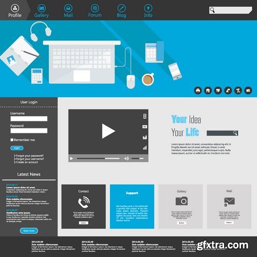 Stock Vectors - Website template 16, 25xEPS