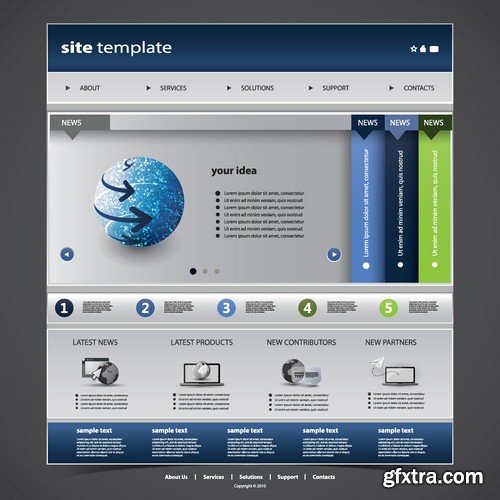 Stock Vectors - Website template 16, 25xEPS