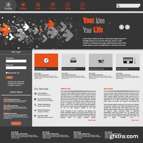 Stock Vectors - Website template 16, 25xEPS