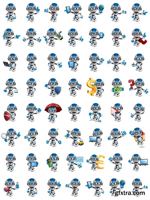 Cheerful Robot Cartoon Character