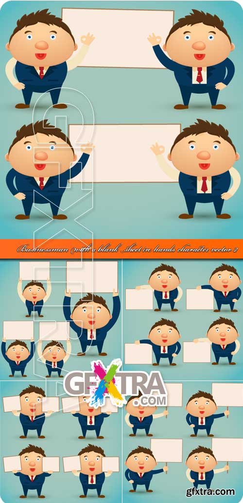 Businessman with a blank sheet in hands character vector 2