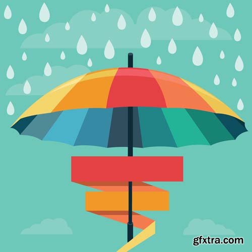 Umbrella Autumn colourful vector illustration, 25xEPS