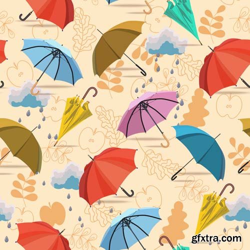 Umbrella Autumn colourful vector illustration, 25xEPS