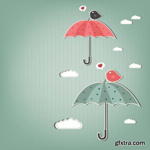 Umbrella Autumn colourful vector illustration, 25xEPS