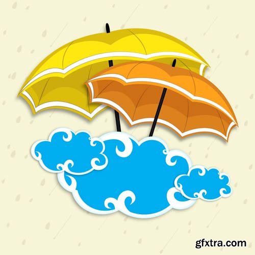 Umbrella Autumn colourful vector illustration, 25xEPS