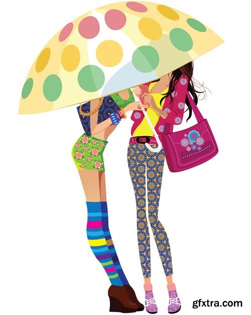 Umbrella Autumn colourful vector illustration, 25xEPS