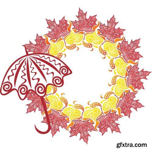 Umbrella Autumn colourful vector illustration, 25xEPS