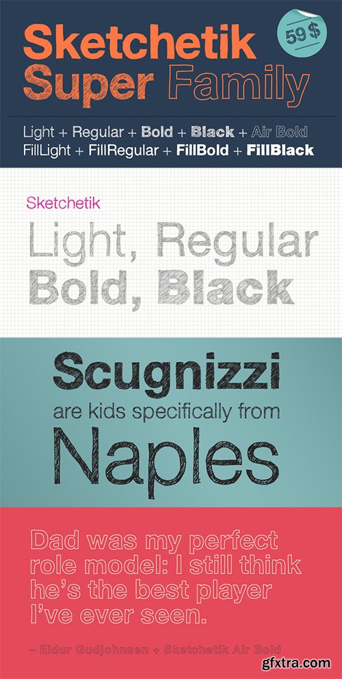 Sketchetik Font Family - 5 Font 59$