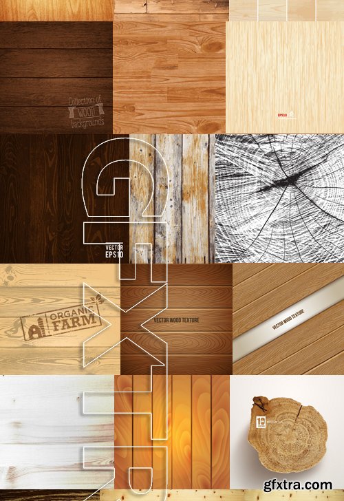 Stock Vectors - Wood Textures 3, 25xEPS