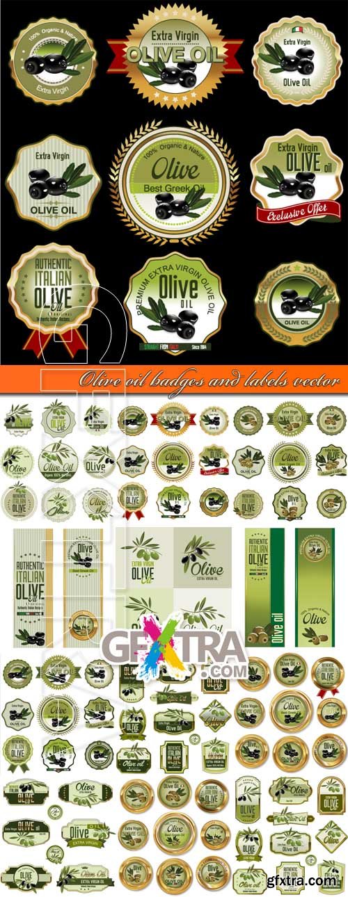 Olive oil badges and labels vector