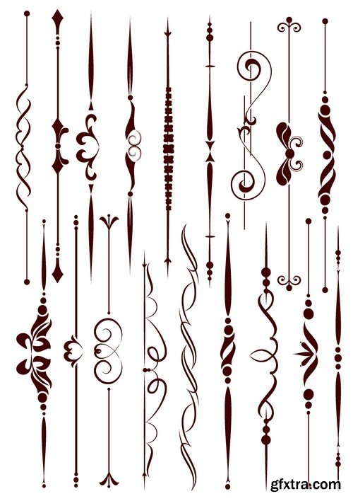 Stock Vectors - Calligraphic Design Elements 8, 25xEPS