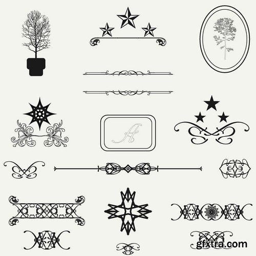 Stock Vectors - Calligraphic Design Elements 8, 25xEPS