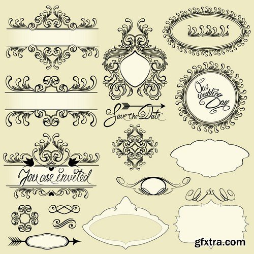 Stock Vectors - Calligraphic Design Elements 8, 25xEPS