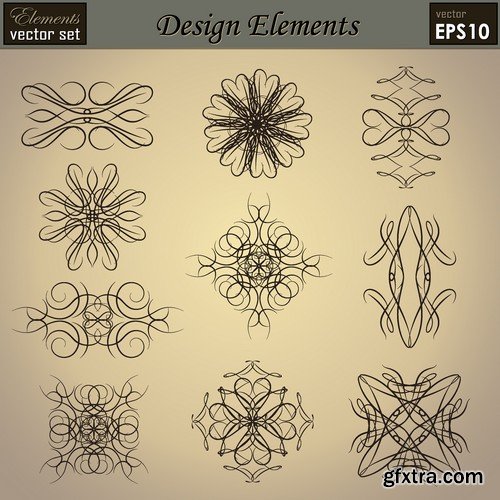 Stock Vectors - Calligraphic Design Elements 8, 25xEPS