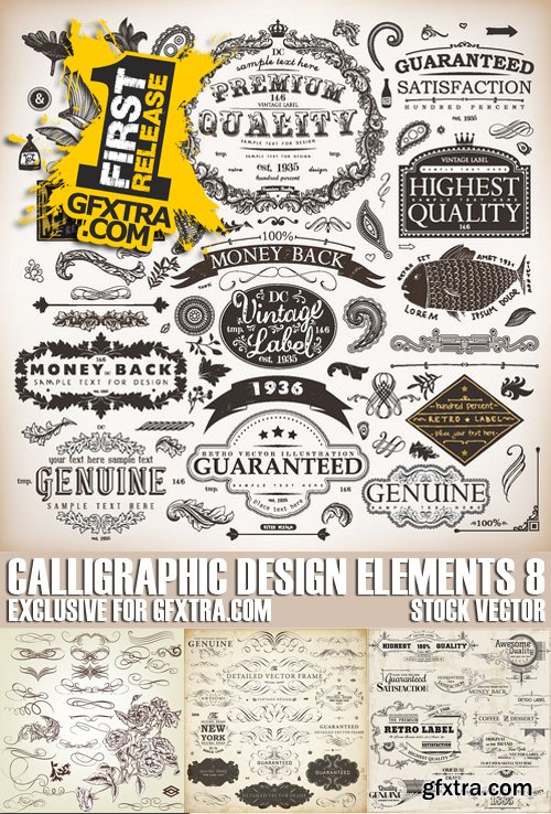 Stock Vectors - Calligraphic Design Elements 8, 25xEPS