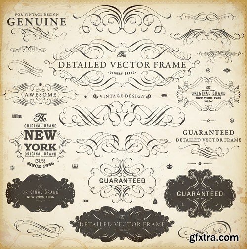 Stock Vectors - Calligraphic Design Elements 8, 25xEPS