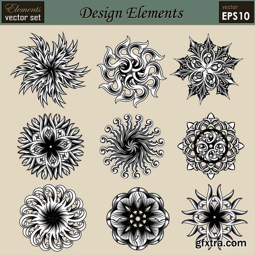 Stock Vectors - Calligraphic Design Elements 8, 25xEPS