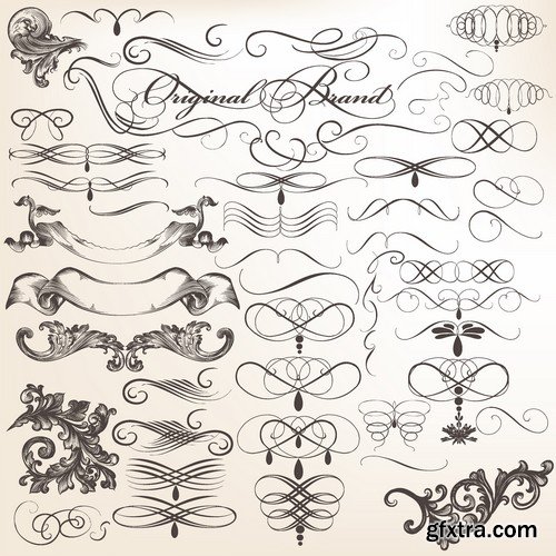 Stock Vectors - Calligraphic Design Elements 8, 25xEPS