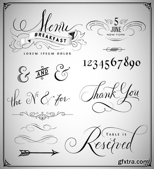 Stock Vectors - Calligraphic Design Elements 8, 25xEPS