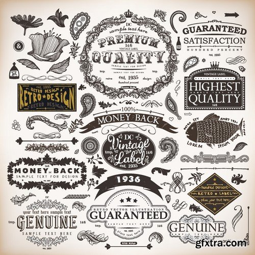 Stock Vectors - Calligraphic Design Elements 8, 25xEPS