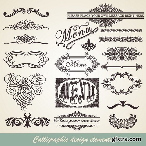 Stock Vectors - Calligraphic Design Elements 8, 25xEPS