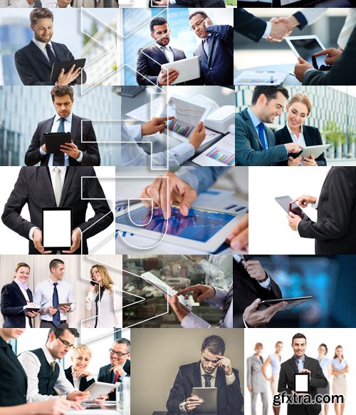 Stock Photos - Businessman with tablet, 25xJPG