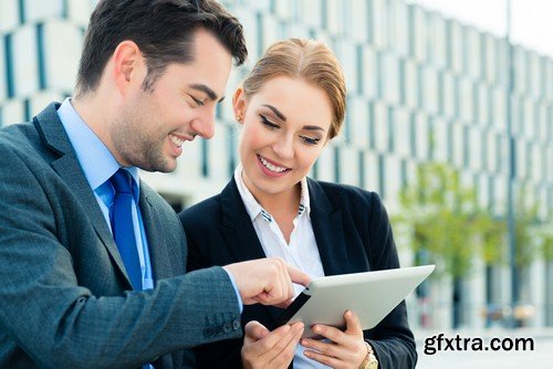 Stock Photos - Businessman with tablet, 25xJPG