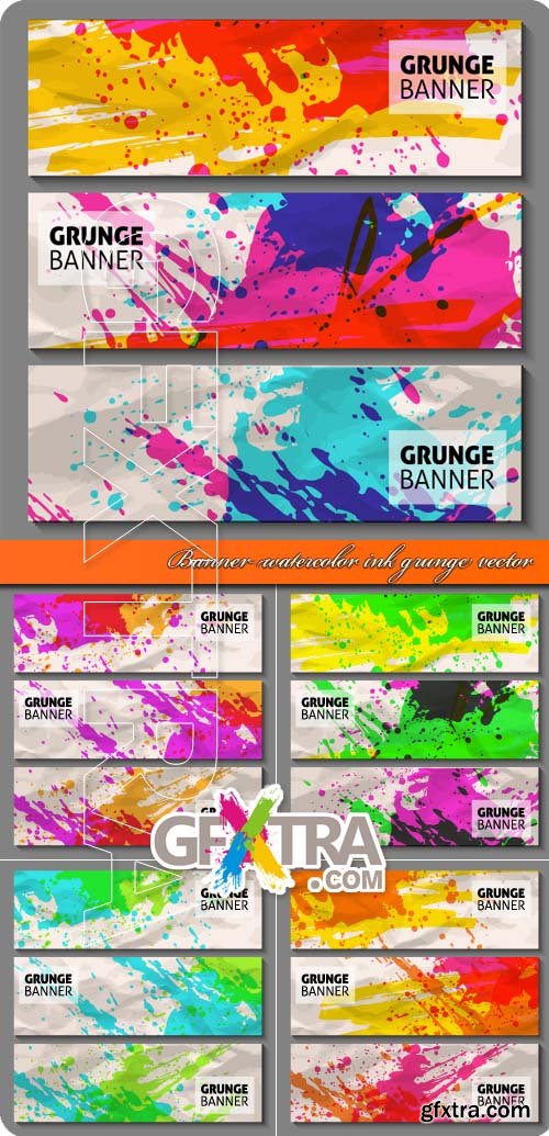 Banner watercolor ink grunge vector