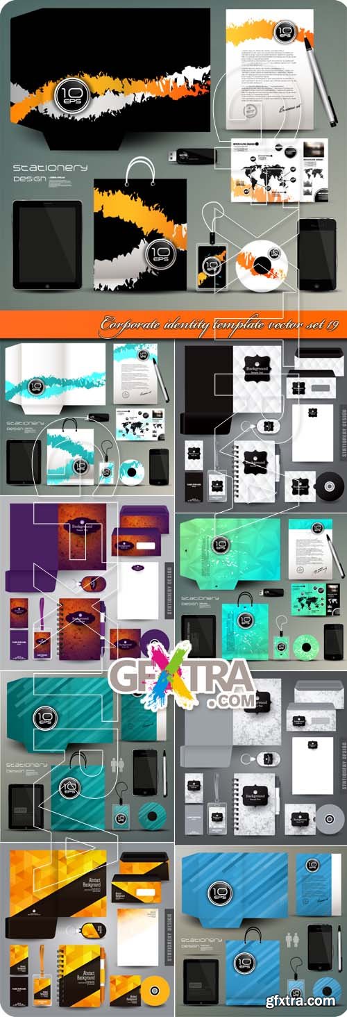 Corporate identity template vector set 19