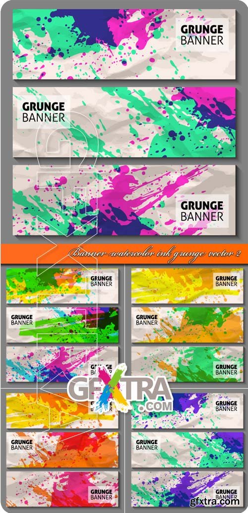 Banner watercolor ink grunge vector 2