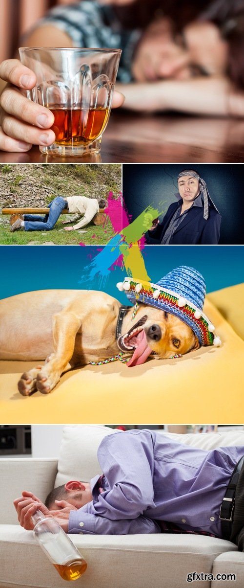 Stock Photo - Drunk People & Dog