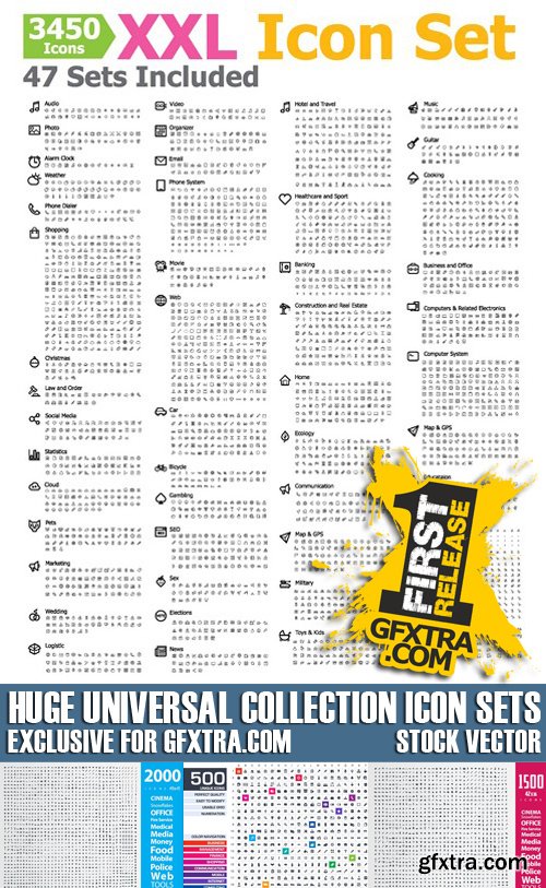 Stock Vectors - Huge universal collection icon sets, 25xEPS