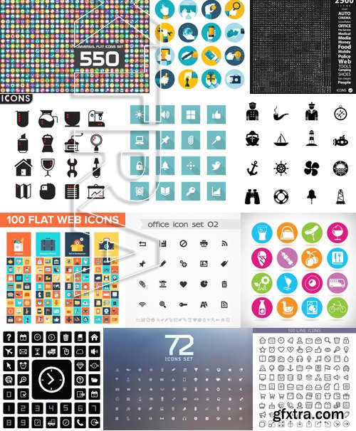 Stock Vectors - Huge universal collection icon sets, 25xEPS